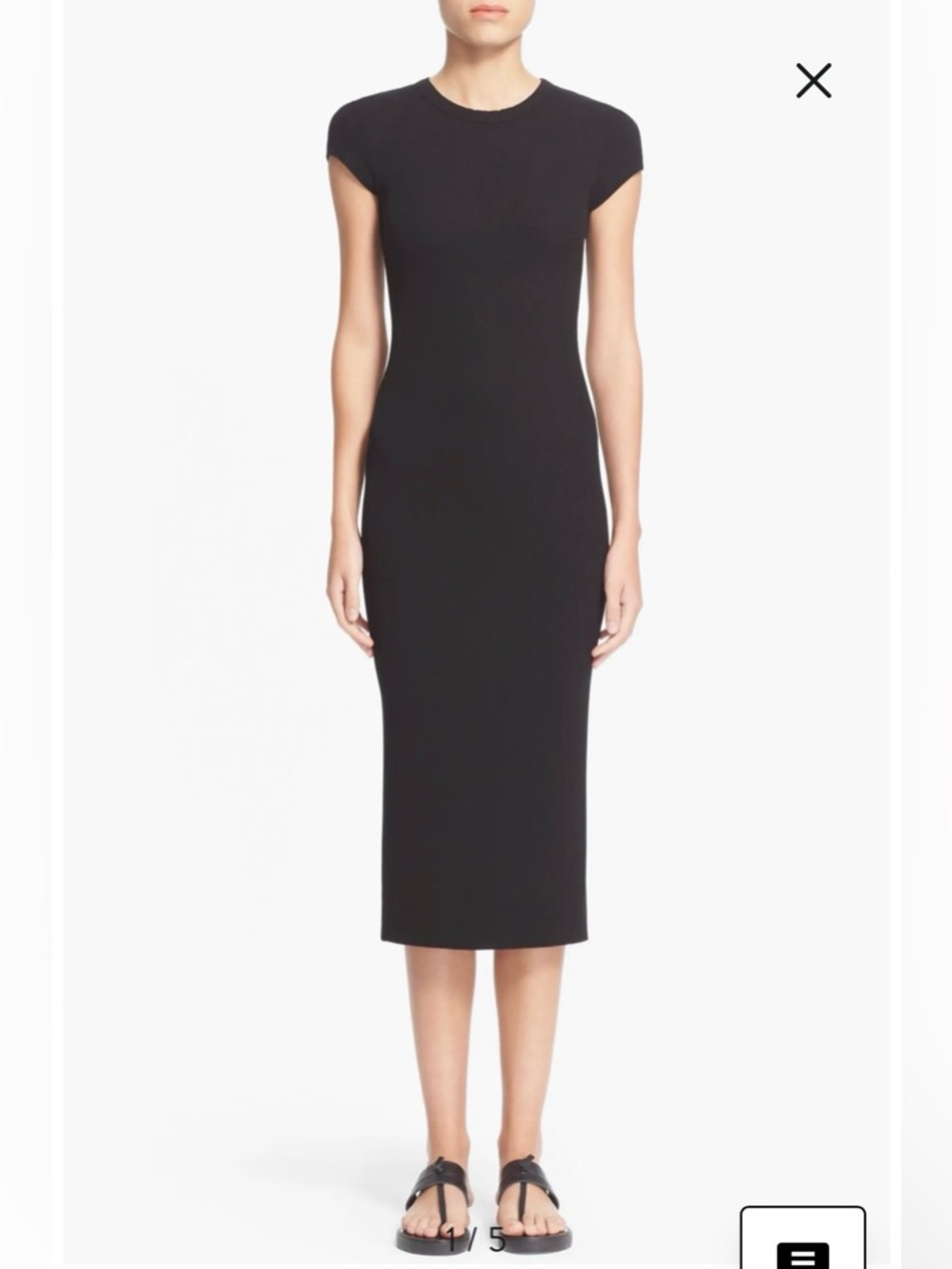 Enza costa cap sleeve midi rib dress size xs